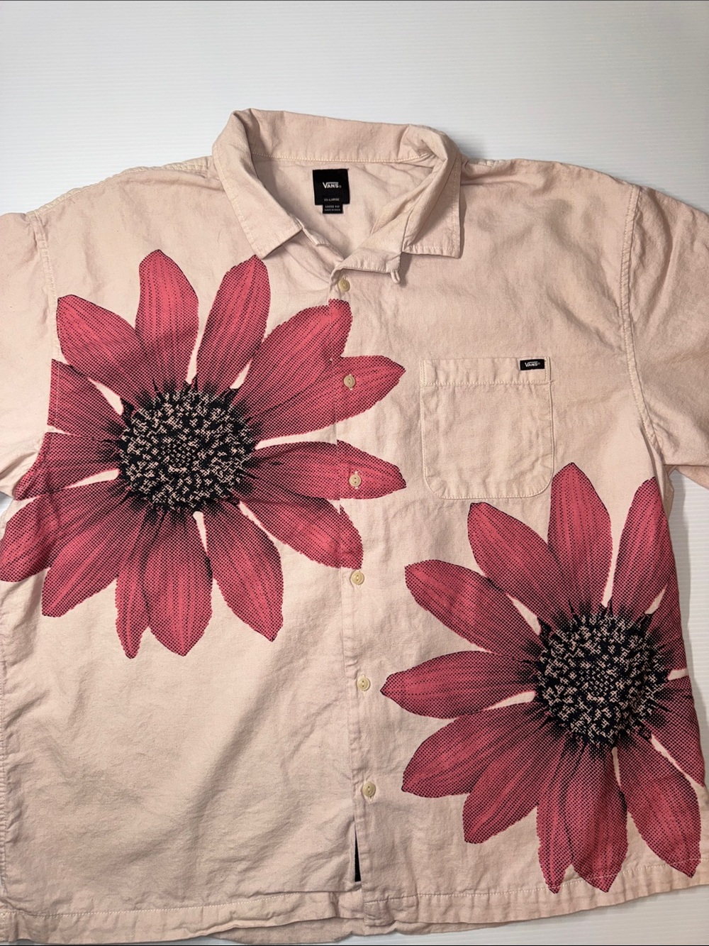 Vans Men’s Pink Floral Button-Down Shirt